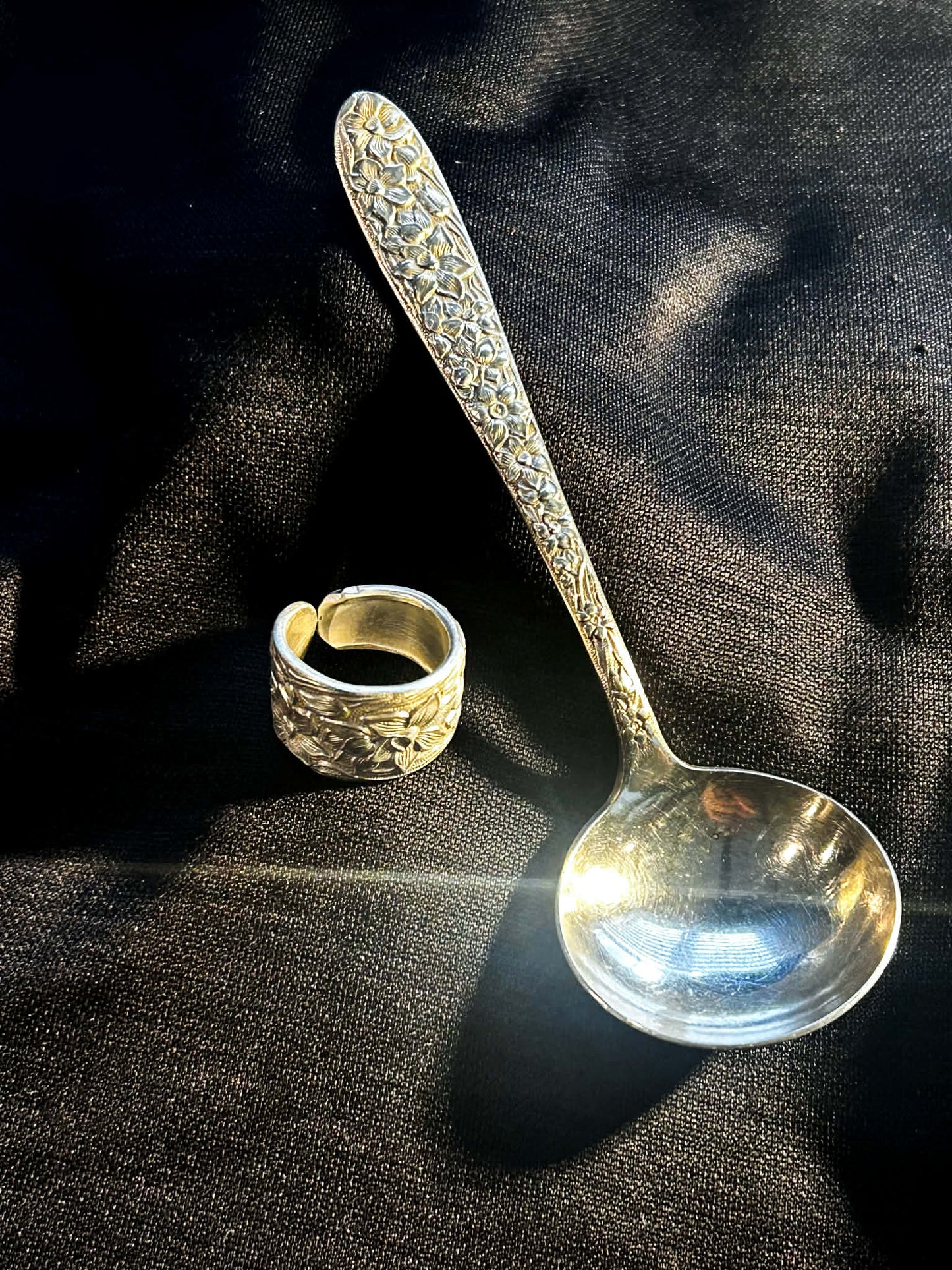 Timeless Beauty: Narcissus 1934 Pattern Spoon Ring Wide Band Limited Stock