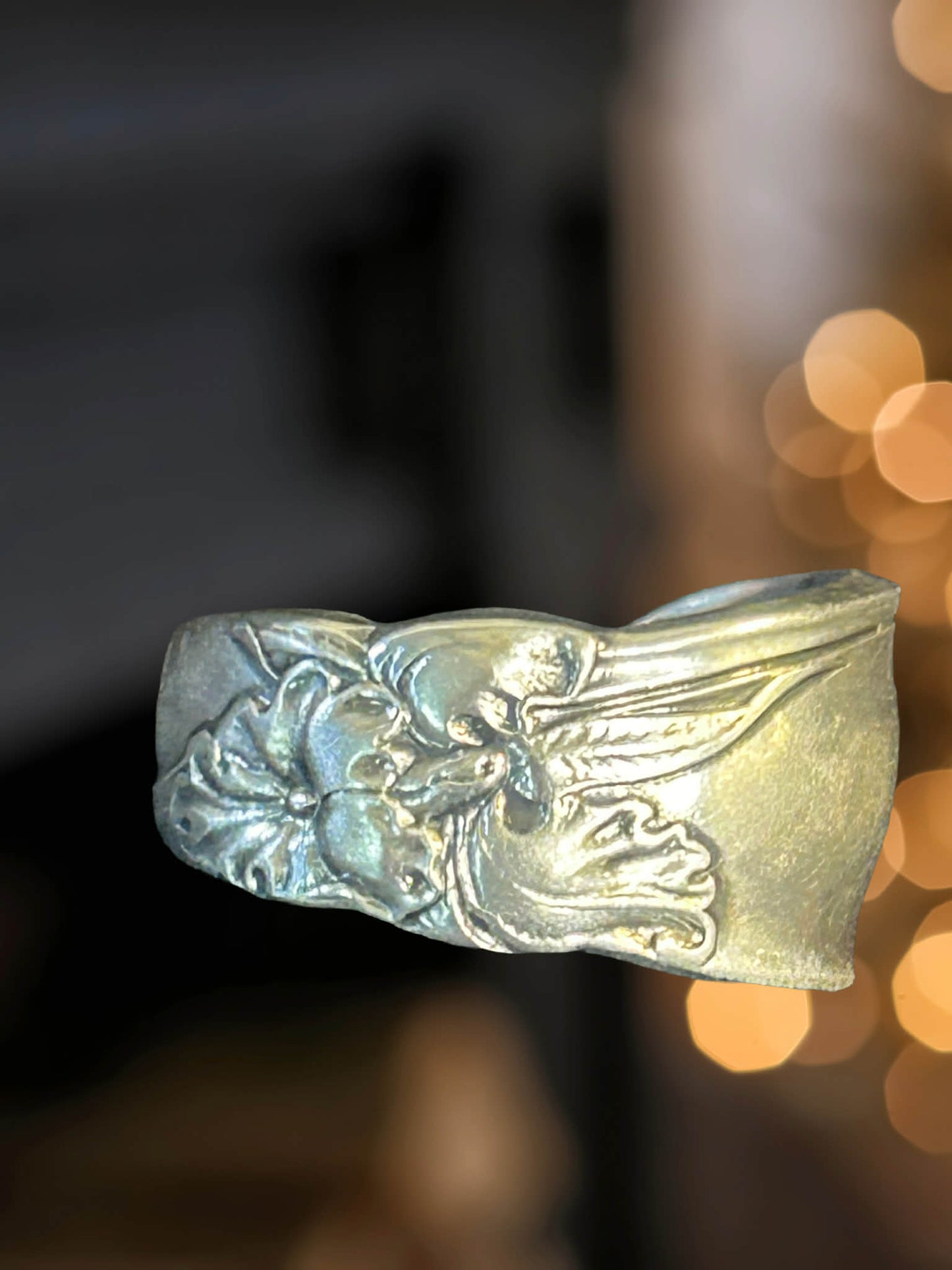 Beautifully Crafted 1953 White Orchid Pattern Spoon Ring
