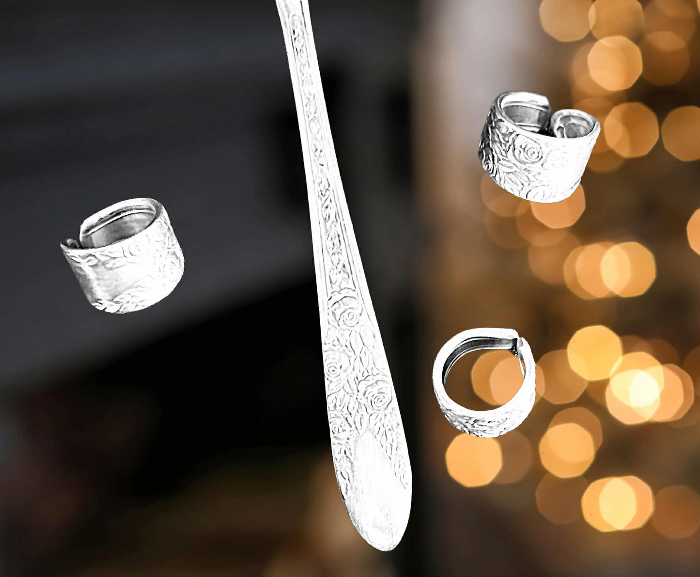 Elegant 1937 Rose and Leaf Pattern Spoon Ring Limited Stock