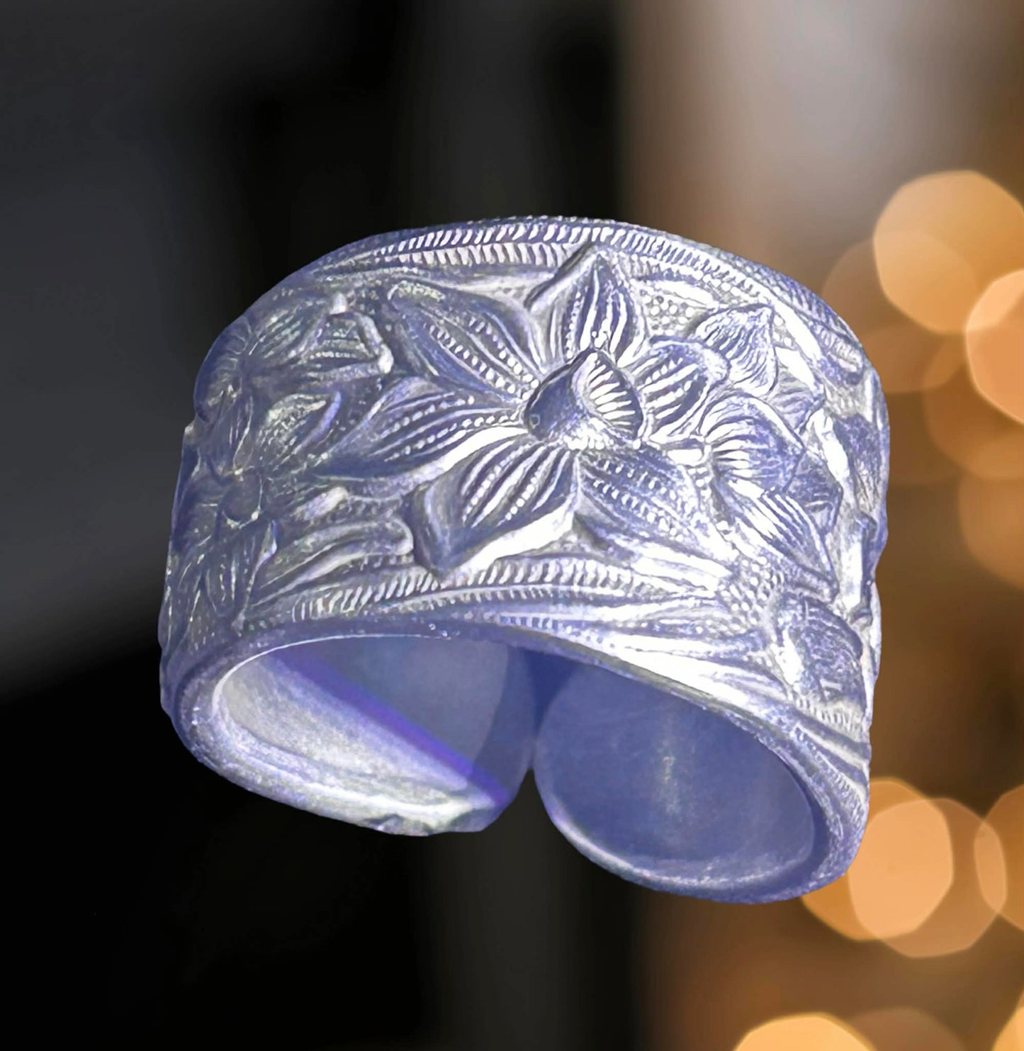 Timeless Beauty: Narcissus 1934 Pattern Spoon Ring Wide Band Limited Stock